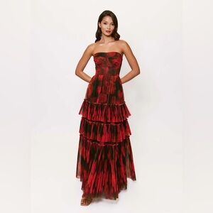 Hutch Isabella Strapless Tiered Tulle Maxi Dress